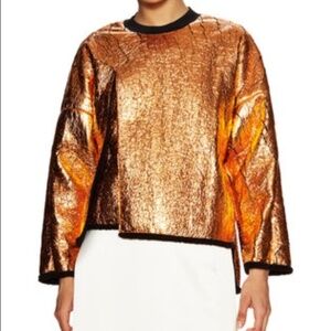 3.1 Phillip Lim Crackle Coated Cutaway Sweatshirt